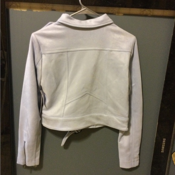 Light blue cropped moto jacket - Picture 2 of 2